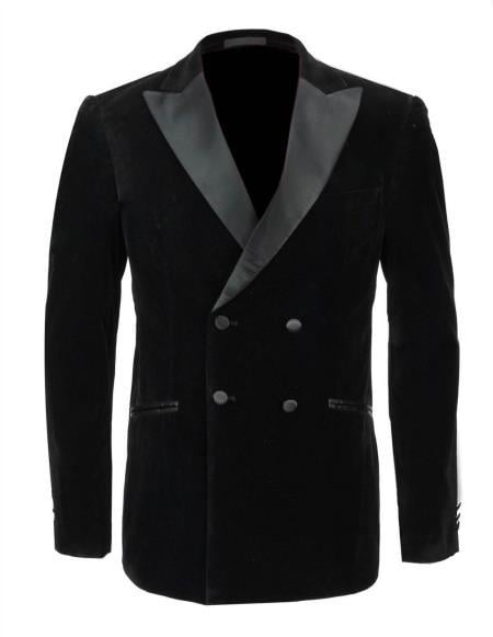 Men's Black Shawl Lapel One Chest Pocket Velvet Sport Coat velour Men's blazer Jacket by mensitalyin main image 0
