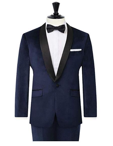 Men's Navy Slim Fit 2 Piece Velvet Tuxedo