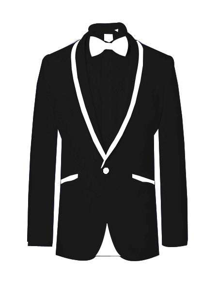 Prom 2026 ~ Wedding Tuxedo Dinner Jacket Black/White Trim