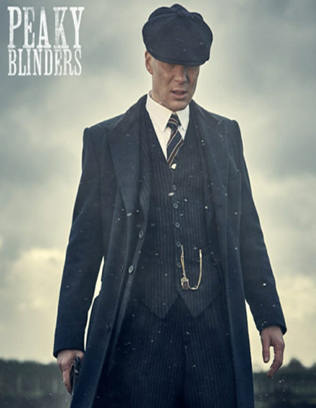 Brand New Quality 1920's English Style Peaky Blinders Style Vested Peaky Blinders Suit - Peaky Blinders Outfit + Overcoat + Hat (Peaky Blinder Custome)