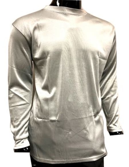 White Shiny Long Sleeve Mock Neck Shirt For Men main image 0