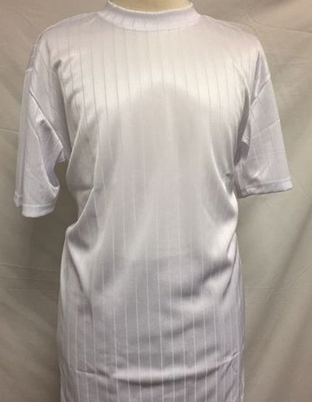 Men's White Silky Rayon Short Sleeve Mock Neck Shirt