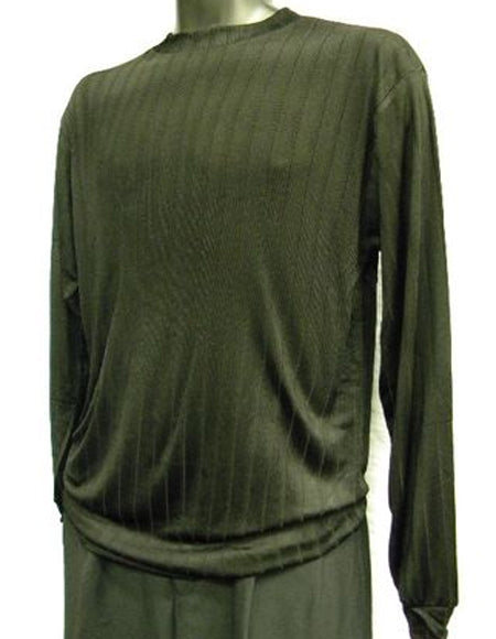 Men's Black Rayon/Poly Mock Neck Shirt