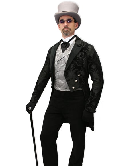 Velvet Suit Jacket and Pants Tailcoat - Paisley Black Tail Tuxedo