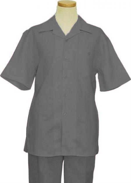 Linen Walking Suit Gray Men's Leisure Suit