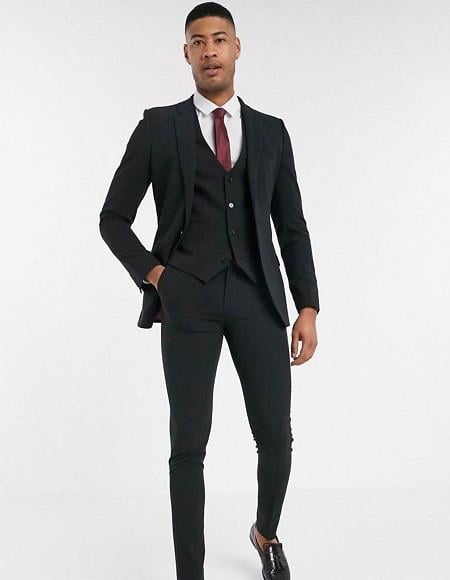 Extra Slim Fit Suit Black Shorter Sleeve~ Shorter Jacket