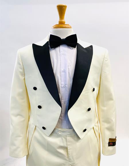 Men Steampunk Suit Outfit Costumes Cream ~ Black