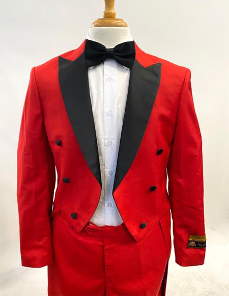 Men Steampunk Suit Outfit Costumes Red ~ Black