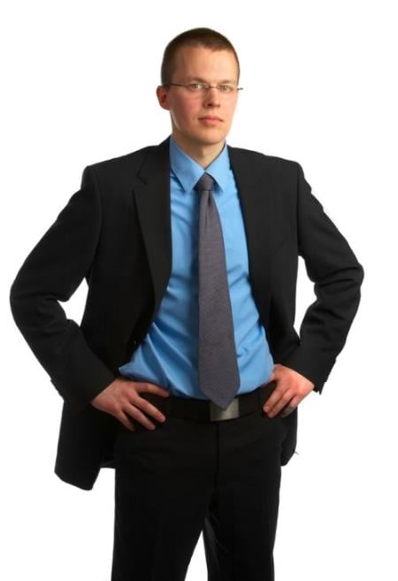 Black Suit and Sky Blue Shirt