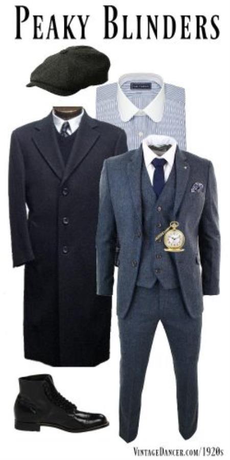Old Fashioned School Style Suit 1800's Vintage Blue Gray