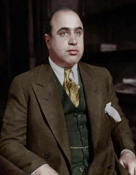 Al Capone Outfit for Men Brown Double Breasted Suit $179 + Hunter Green Vest $59