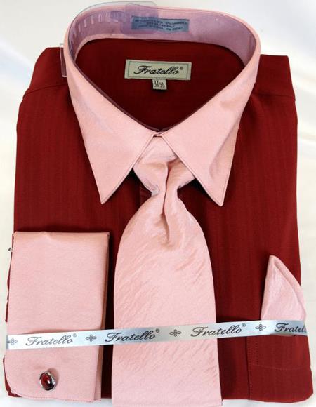 Brick Multi Colorful Men's Dress Shirt
