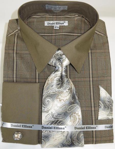 Brown Colorful Men's Dress Shirt