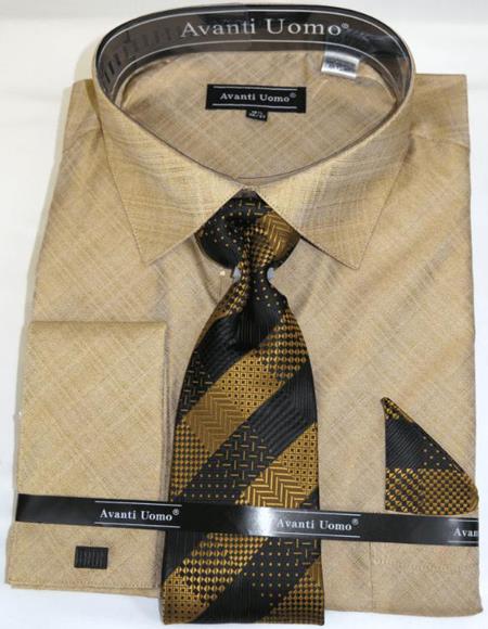 Tan Colorful Men's Dress Shirt