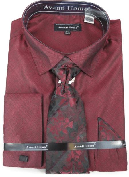 Burgundy Colorful Men's Dress Shirt — Menssuitsatlanta