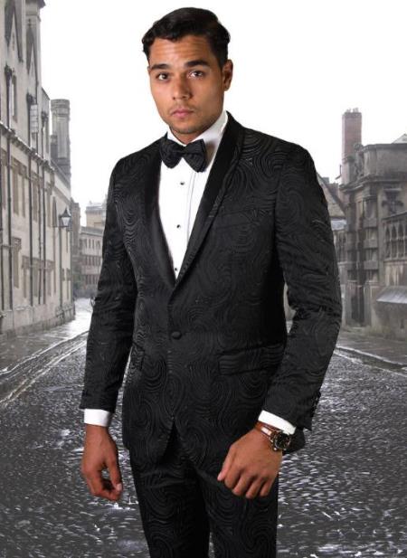 Men's Black Ultra Slim Fit Prom 2025 Suit or Wedding Suit