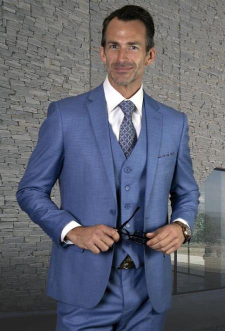 Men's Steel Blue Ultra Slim Fit Prom 2026 Suit - Dusty Blue Suit