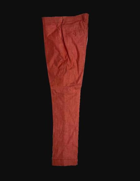 Men's Brick Modern Fit Linen Slacks