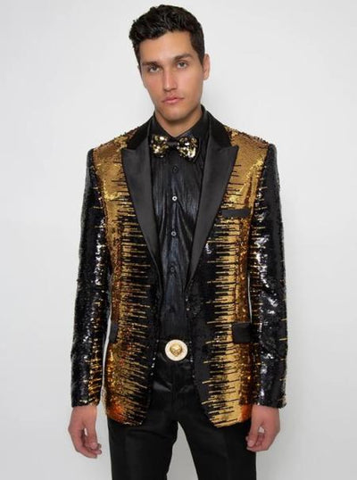 Black Sequin Tuxedo Blazer