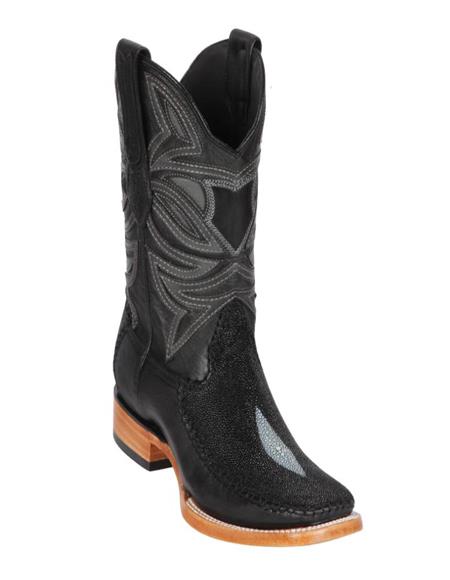 Los Altos Boots Single Stone Stingray and Deer Black