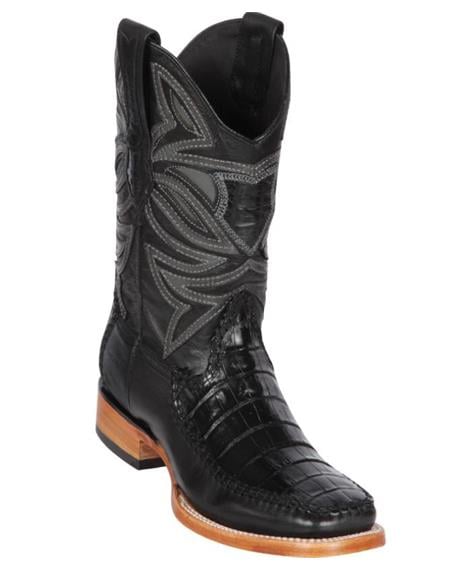Los Altos Boot Caiman Belly and Deer Wide Square Toe Faded Brown main image 0