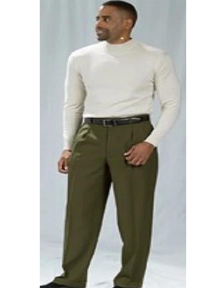 Poplin Fabric Pacelli Big and Tall Wide Leg Pants Bronze 810007 main image 0