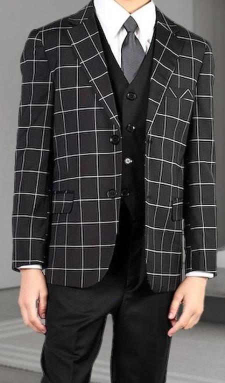 Boy's 3 piece 3 Button Suit Black main image 1