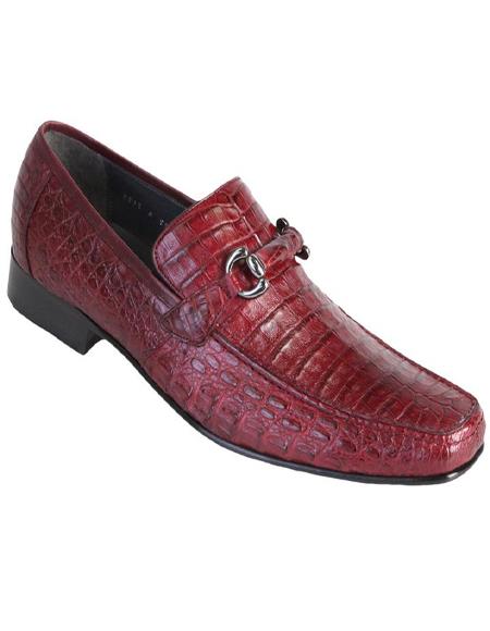 Men's Burgundy Genuine Caiman Crocodile Belly Slip On By Los Altos