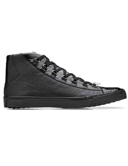 Men's Sneaker Black Genuine Crocodile and Italian Calf
