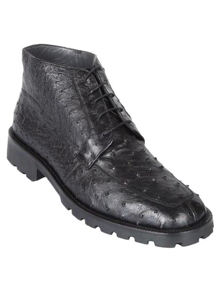 Mens Dress Ankle Boots Los Altos Boots Short Cowboy Boot - Western Ankle Boots Exotic Skin + Black + Skin Type