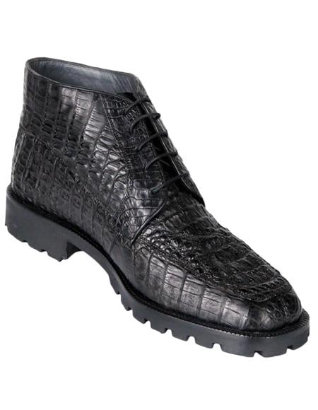 Mens Dress Ankle Boots Los Altos Boots Short Cowboy Boot - Western Ankle Boots Exotic Skin + Black + Skin Type