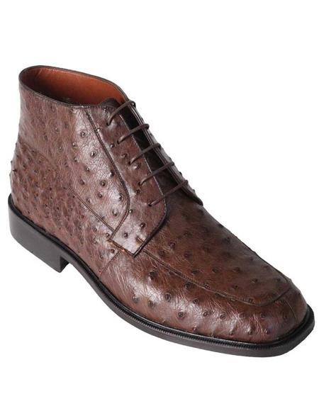 Mens Dress Ankle Boots Los Altos Boots Short Cowboy Boot - Western Ankle Boots Exotic Skin + Brown + Skin Type