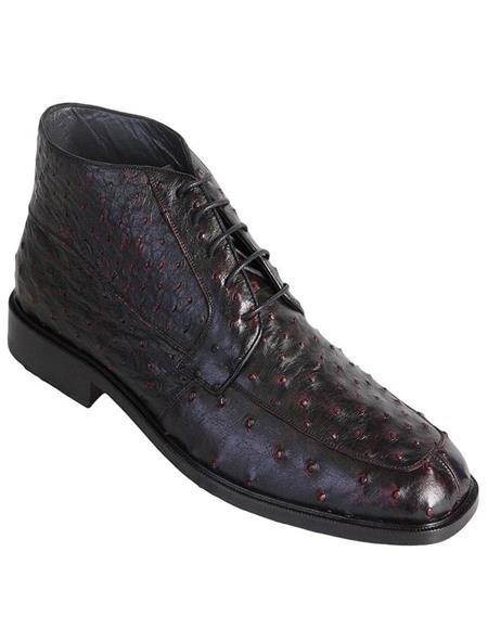 Mens Dress Ankle Boots Los Altos Boots Short Cowboy Boot - Western Ankle Boots Exotic Skin + Black Cherry + Skin Type