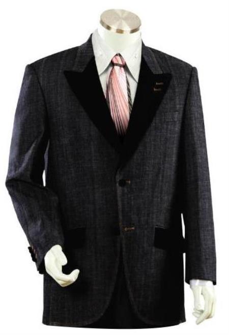 Men's 2 buttoned Denim Black Denim Suit
