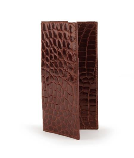 Men's Full Alligator Checkbook Cognac