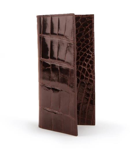 Men's Full Alligator Checkbook Chocolate