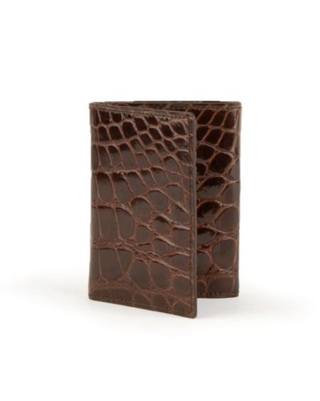 Men's Full Alligator Trifold Chocolate