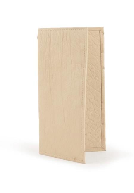 Men's Smooth Ostrich Checkbook Winter White