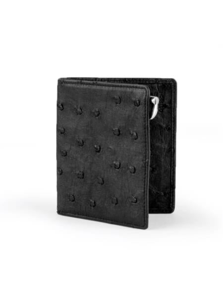 Men's Full Quill Ostrich Money Clip Black
