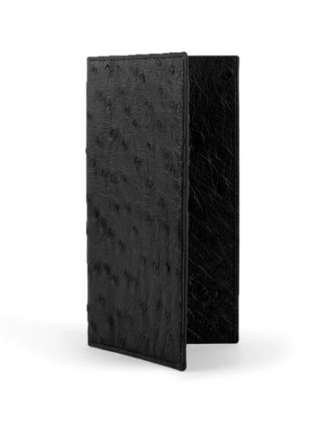 Men's Full Quill Ostrich Checkbook Black