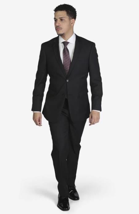 Men's Black Pin Stripe 2-button Suit
