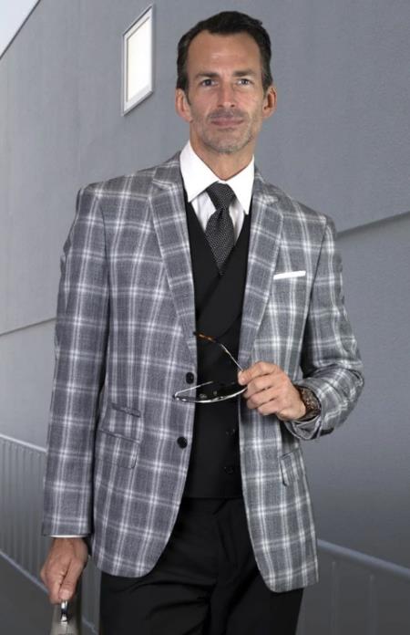 Plaid Suit - Windowpane Suit + Black