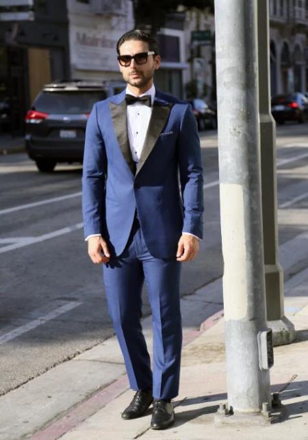 Prom 2026 Tuxedo - Wedding Tuxedo "Luna" Indigo 3-Piece Slim Fit Peak Lapel Tuxedo