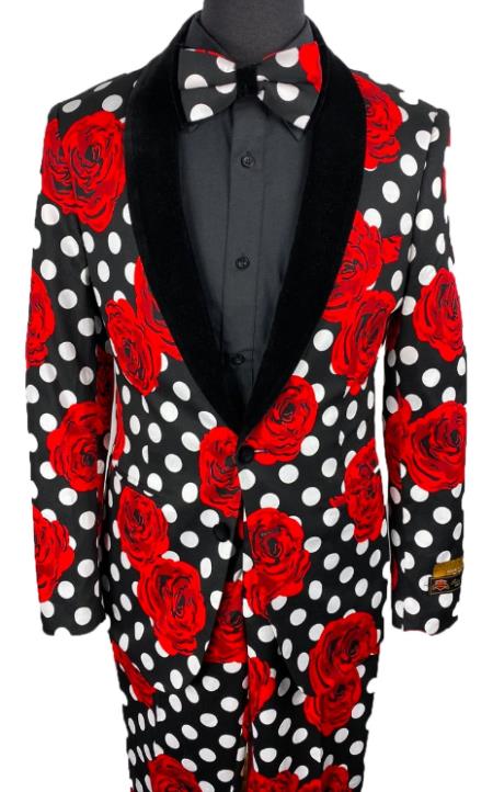 Mens Black  Paisley Floral Prom ~ Wedding Suit