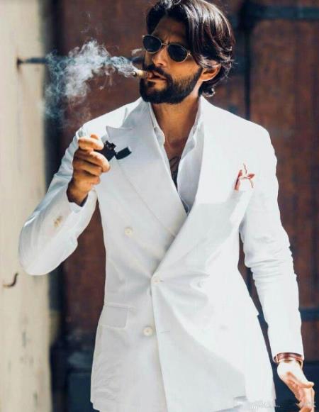White Suit - Double Breasted Suit - Mens Suit