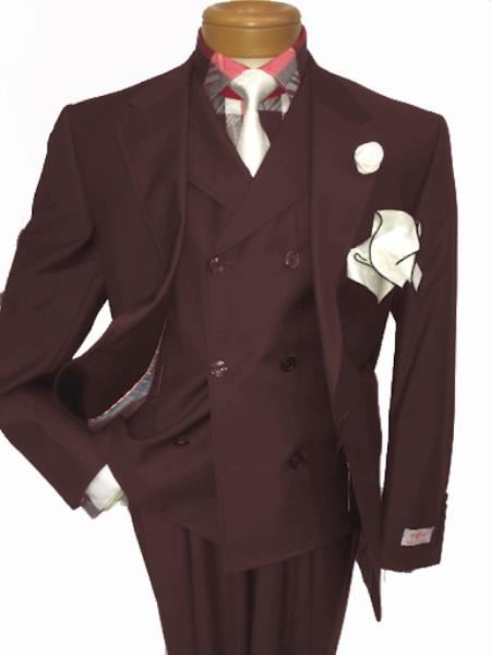 Men's Two Button Single Breasted Notch Lapel Suit Brown