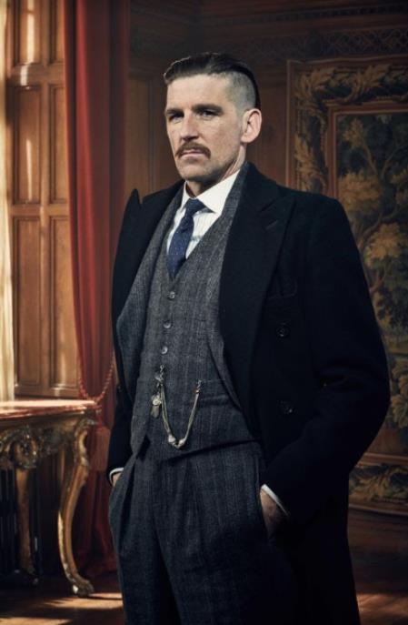 Arthur Shelby Vested Gray Plaid Peaky Blinders Suit - Peaky Blinders Outfit + Black Double Breasted Overcoat (Peaky Blinder Custome)
