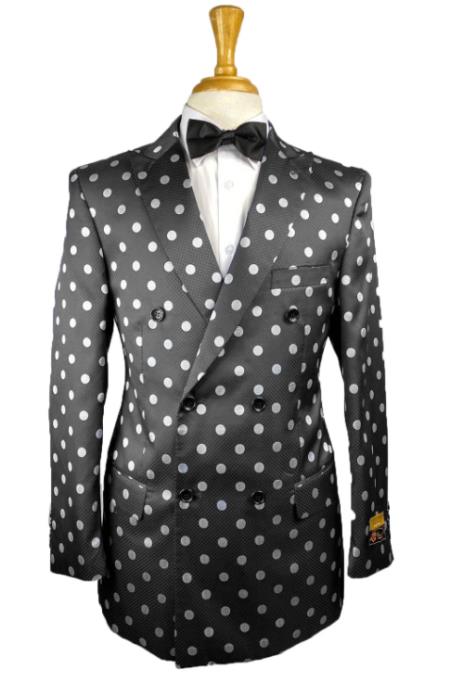 Double Breasted Blazer Polka Dot Blazer - Polka Dot Sport Coat - Double Breasted Jacket