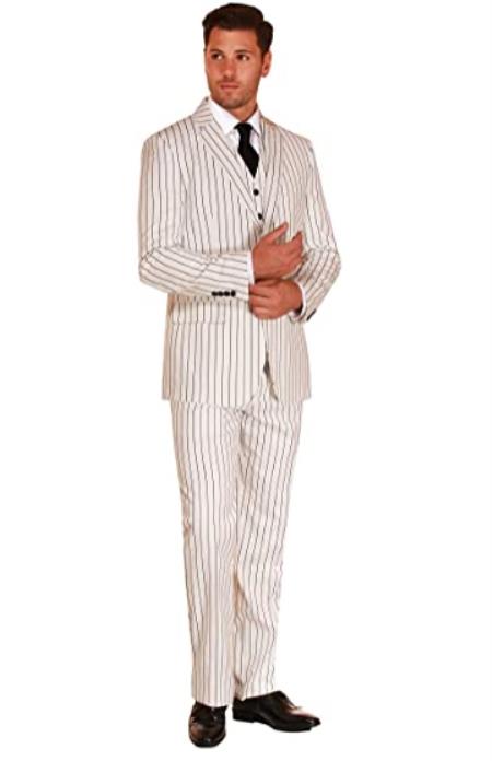 Mens Suit 3 Piece Plaid and Pinstripe Suit Grey main image 0