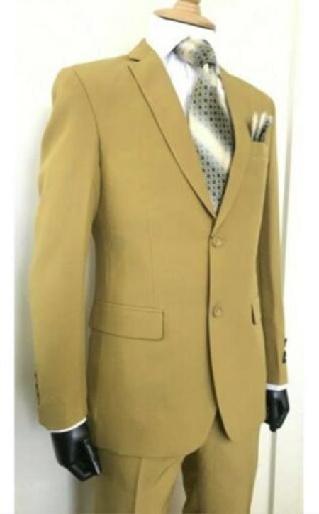 Men’s 2-Button Camel Khaki Single Breasted Suit